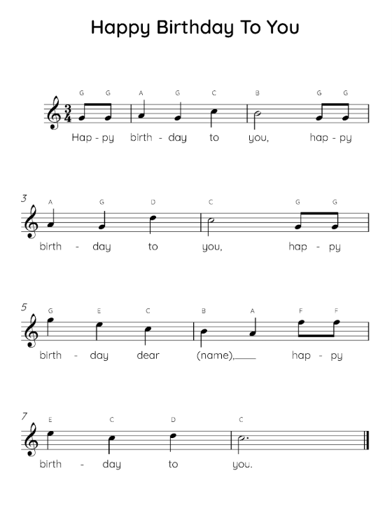 Happy Birthday Sheet Music