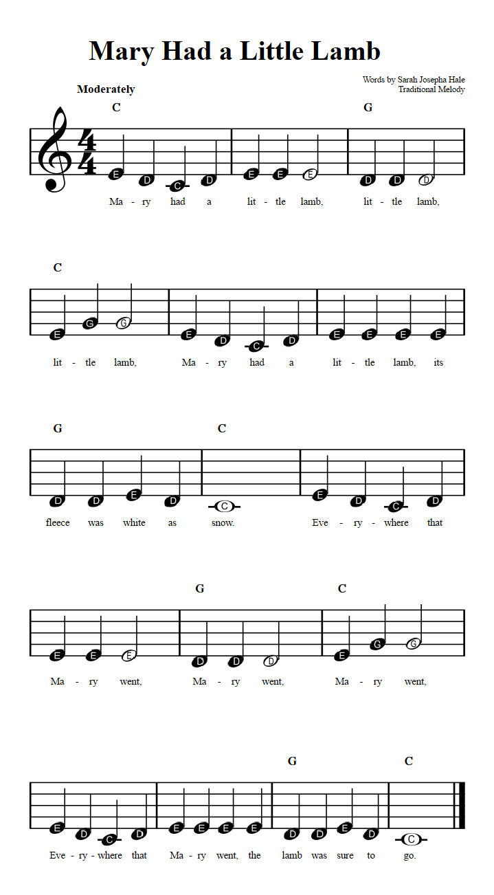 Mary Had a Little Lamb Sheet Music